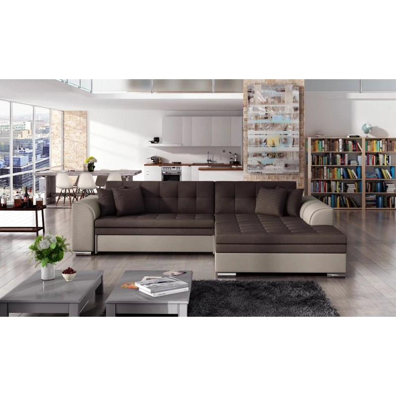 Ecksofa SANGITA 1 - braun / dunkelbraun, rechte Ecke