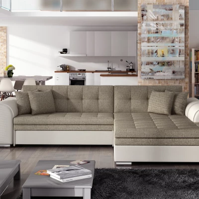 Ecksofa SANGITA 1 – creme/beige, rechte Ecke