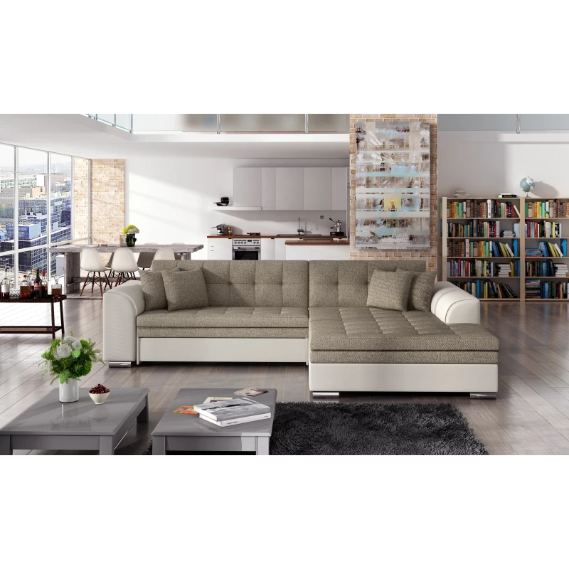 Ecksofa SANGITA 1 – creme/beige, rechte Ecke