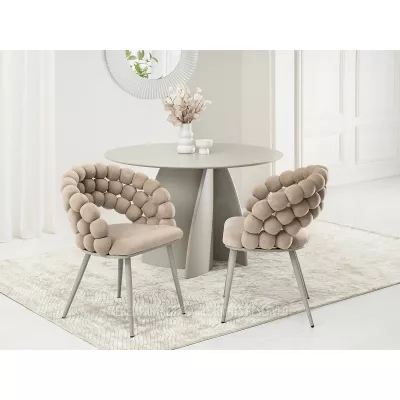 Designer-Esszimmerstuhl NAHIDA - Beige / Grau