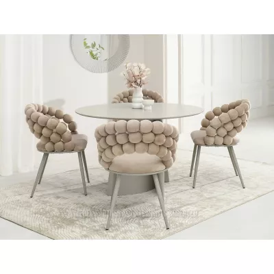 Designer-Esszimmerstuhl NAHIDA - Beige / Grau
