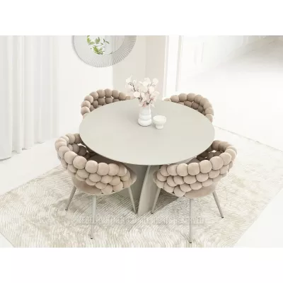 Designer-Esszimmerstuhl NAHIDA - Beige / Grau