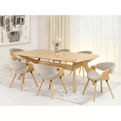 Designer Esszimmerstuhl SAROLTA - Beige / Eiche