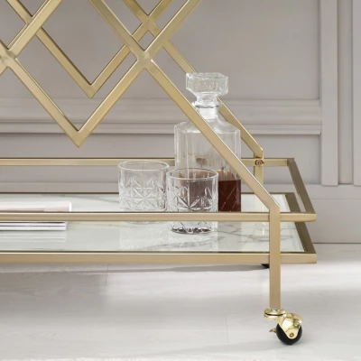 Designer Serviertisch NIKOLAS - weißer Marmor / Gold