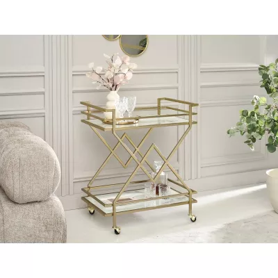 Designer Serviertisch NIKOLAS - weißer Marmor / Gold