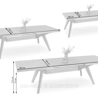 Ausziehbarer Esstisch 200(300)x100 KABUDAL - Eiche
