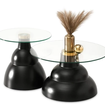 ANYA rundes Couchtisch-Set - schwarz
