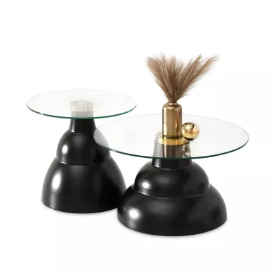 ANYA rundes Couchtisch-Set - schwarz