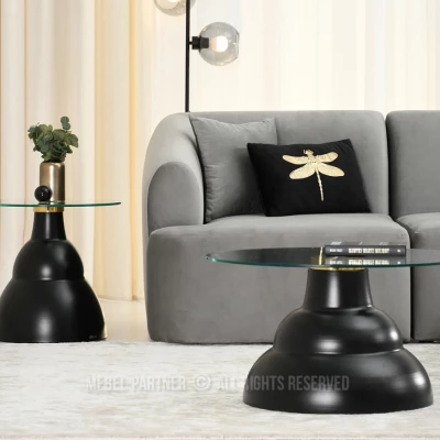 ANYA rundes Couchtisch-Set - schwarz