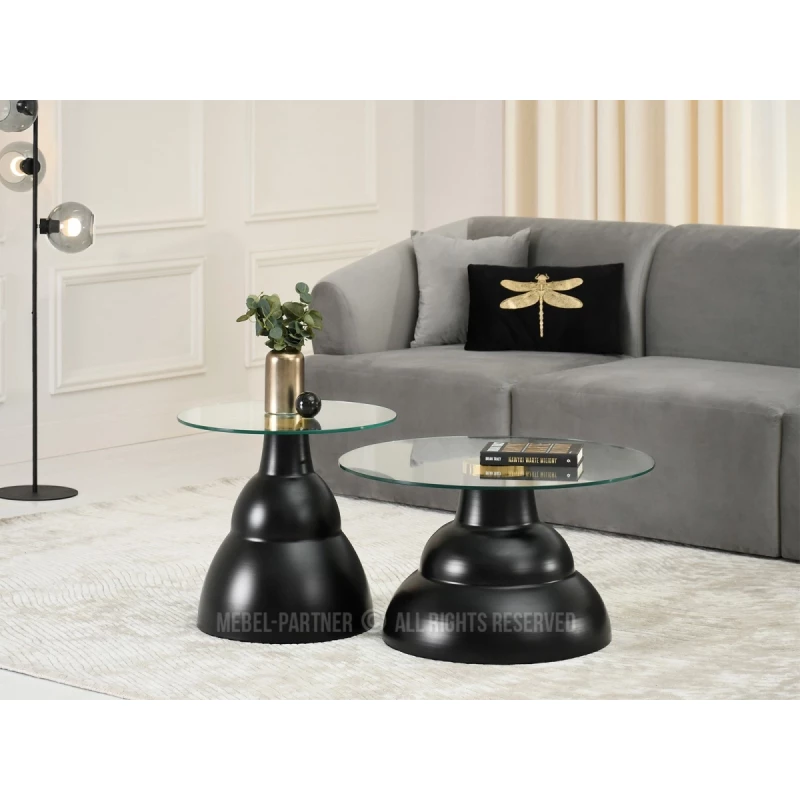 ANYA rundes Couchtisch-Set - schwarz