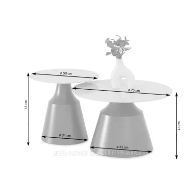 GATOR Couchtisch-Set - grauer Marmor / grau