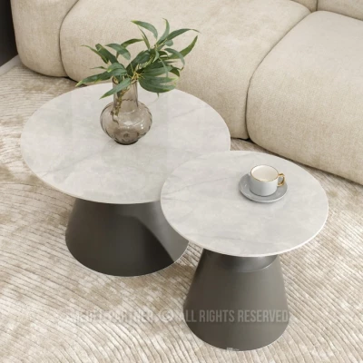 GATOR Couchtisch-Set - grauer Marmor / grau