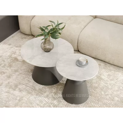GATOR Couchtisch-Set - grauer Marmor / grau