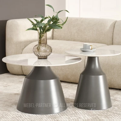 GATOR Couchtisch-Set - grauer Marmor / grau