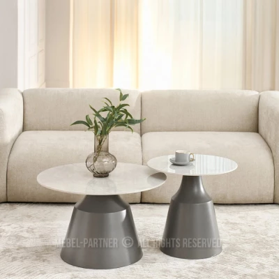 GATOR Couchtisch-Set - grauer Marmor / grau