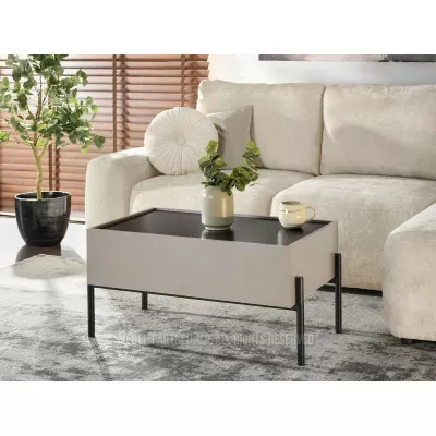 TOMAN Couchtisch mit Schublade - beige / schwarz