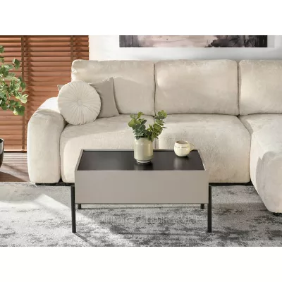 TOMAN Couchtisch mit Schublade - beige / schwarz