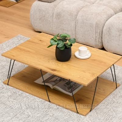 Designer Couchtisch MATTEO - Eiche / Schwarz