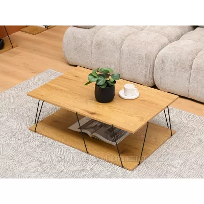 Designer Couchtisch MATTEO - Eiche / Schwarz