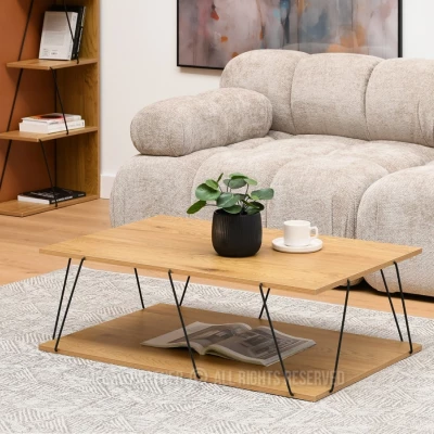 Designer Couchtisch MATTEO - Eiche / Schwarz