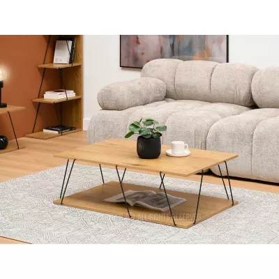 Designer Couchtisch MATTEO - Eiche / Schwarz