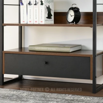 SORLEY Regal mit Schublade - Walnuss / Schwarz