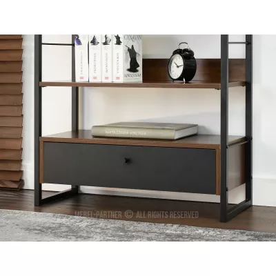 SORLEY Regal mit Schublade - Walnuss / Schwarz