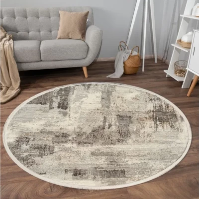 Runder Teppich 100 cm STEFANO - beige / gold