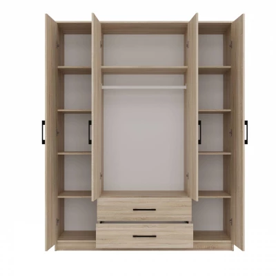 Kleiderschrank 160 cm mit Spiegel und Schubladen RAGNAR – Eiche sonoma