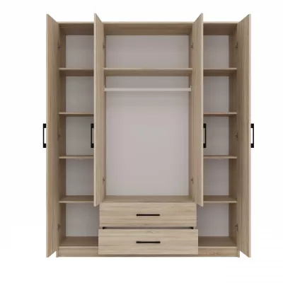 Kleiderschrank 160 cm mit Spiegel und Schubladen RAGNAR – Eiche sonoma