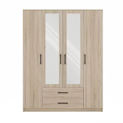 Kleiderschrank 160 cm mit Spiegel und Schubladen RAGNAR – Eiche sonoma