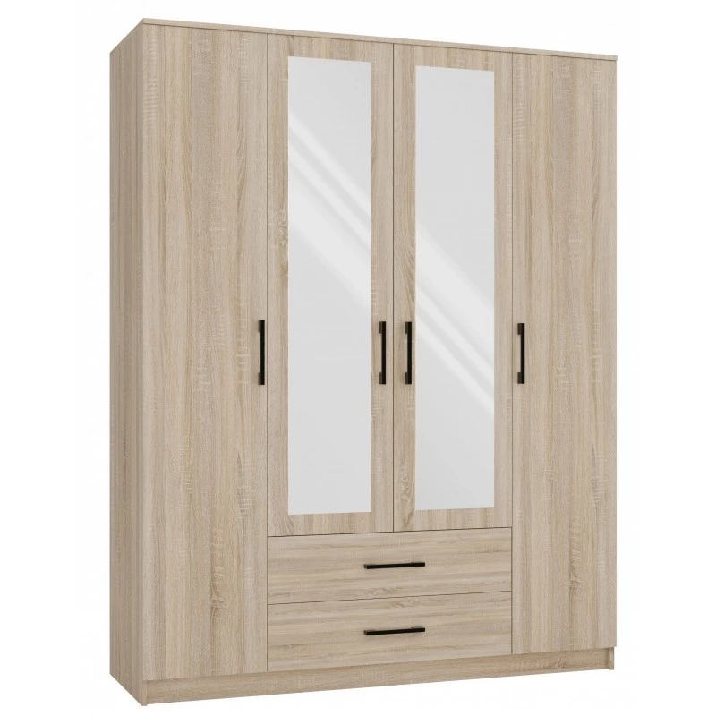 Kleiderschrank 160 cm mit Spiegel und Schubladen RAGNAR – Eiche sonoma