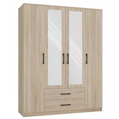 Kleiderschrank 160 cm mit Spiegel und Schubladen RAGNAR – Eiche sonoma