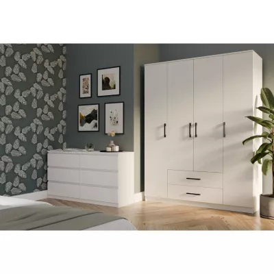 Kleiderschrank 160 cm mit Schubladen RAGNAR – weiß