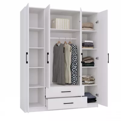 Kleiderschrank 160 cm mit Schubladen RAGNAR – weiß