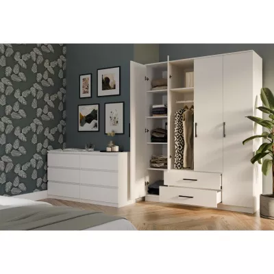 Kleiderschrank 160 cm mit Schubladen RAGNAR – weiß