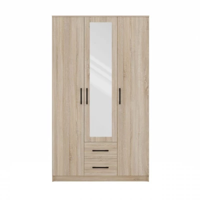 Kleiderschrank 120 cm mit Spiegel und Schubladen RAGNAR – Eiche sonoma