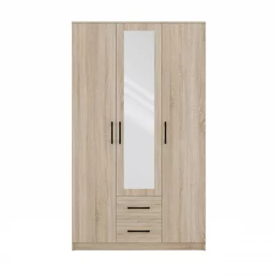 Kleiderschrank 120 cm mit Spiegel und Schubladen RAGNAR – Eiche sonoma