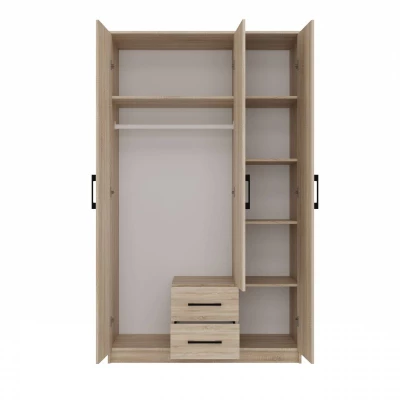 Kleiderschrank 120 cm mit Spiegel und Schubladen RAGNAR – Eiche sonoma