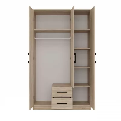 Kleiderschrank 120 cm mit Spiegel und Schubladen RAGNAR – Eiche sonoma