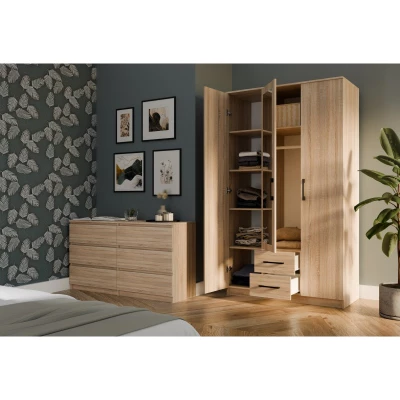 Kleiderschrank 120 cm mit Spiegel und Schubladen RAGNAR – Eiche sonoma