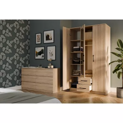 Kleiderschrank 120 cm mit Spiegel und Schubladen RAGNAR – Eiche sonoma