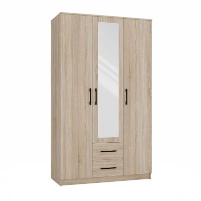 Kleiderschrank 120 cm mit Spiegel und Schubladen RAGNAR – Eiche sonoma