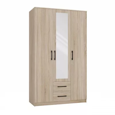 Kleiderschrank 120 cm mit Spiegel und Schubladen RAGNAR – Eiche sonoma