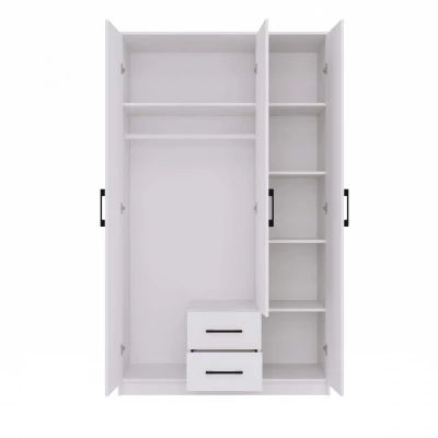 Kleiderschrank 120 cm mit Spiegel und Schubladen RAGNAR – weiß