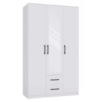 Kleiderschrank 120 cm mit Spiegel und Schubladen RAGNAR – weiß