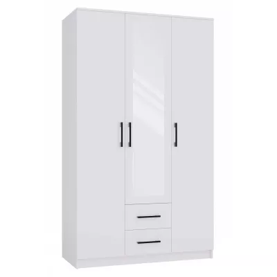 Kleiderschrank 120 cm mit Spiegel und Schubladen RAGNAR – weiß