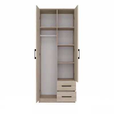 Kleiderschrank 80 cm mit Spiegel und Schubladen RAGNAR – Eiche sonoma