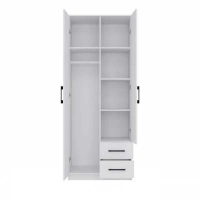 Kleiderschrank 80 cm mit Spiegel und Schubladen RAGNAR – weiß
