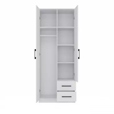 Kleiderschrank 80 cm mit Spiegel und Schubladen RAGNAR – weiß